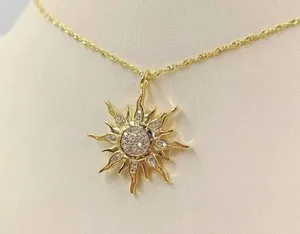 Authentic Celestial Sun Pendant: 2‑Carat Lab‑Crafted Radiance in 14K Gold