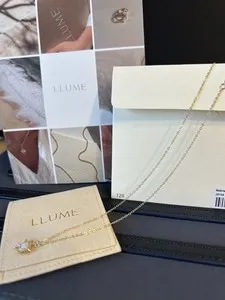 Authentic LLUME Cyra Opal Sun Charm Multi Length Necklace in Gold-Plated 925 Sterling Silver