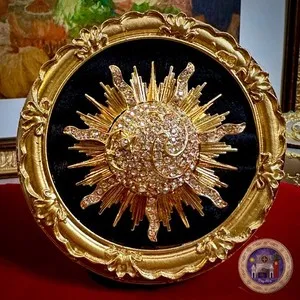 Authentic Radiant Solar Amulet Celestial 18K Gold Plated Zircon Brooch