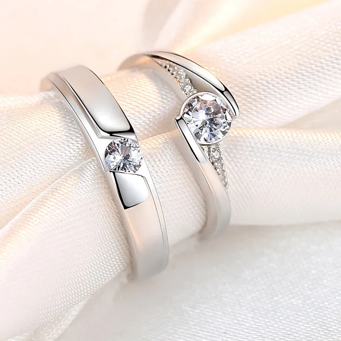 Authentic Twin Flame Covenant Rings- Sterling Silver And Zircon Bond Of Eternal Unity
