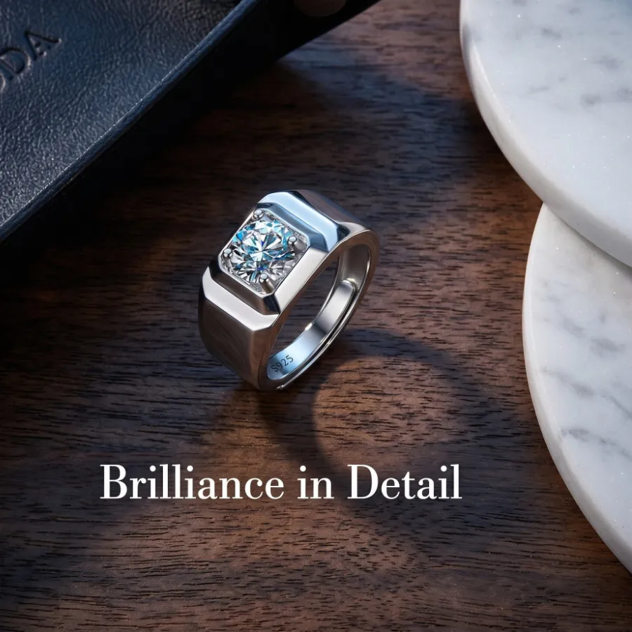 Authentic The Astral Sovereign: Moissanite Band of Celestial Light