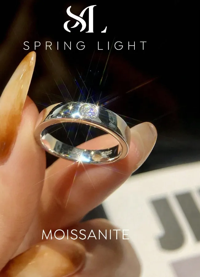 Authentic Eternal Flame: 0.2ct Moissanite Men’s Silver Ring of Binding Love