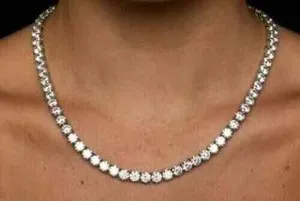 Authentic Celestial Cascade 14k White Gold Plated Simulated Diamond Tennis Necklace