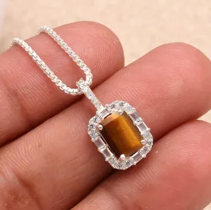 Authentic The Golden Gaze: Tiger Eye and Moissanite Octagon Talisman