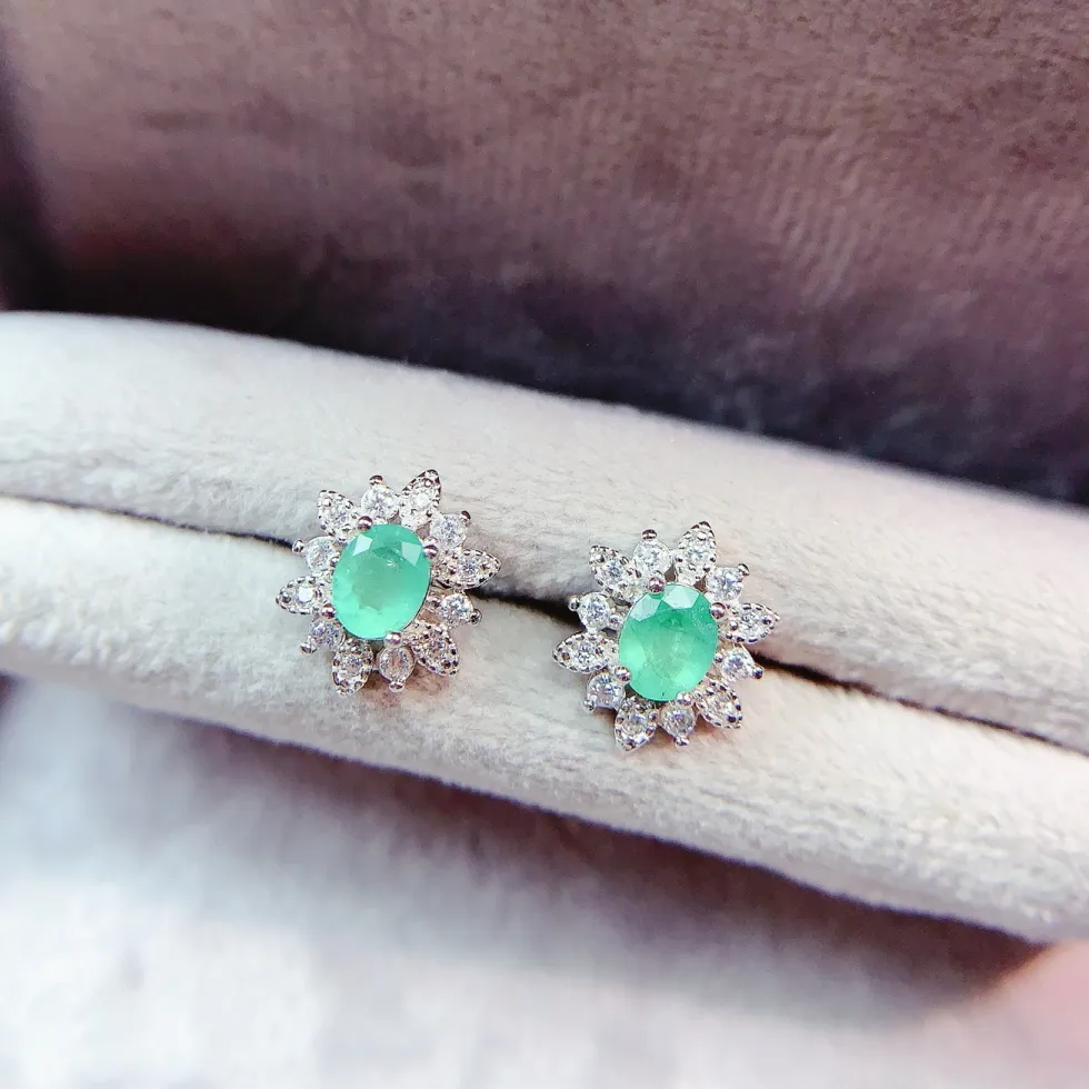 Authentic Verdant Whispers Natural Emerald Sterling Silver Talisman Earrings