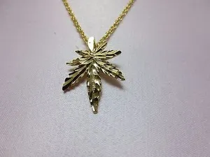 Authentic The Verdant Crown 14kt Gold-Plated Pot Leaf Talisman and Rope Chain Set