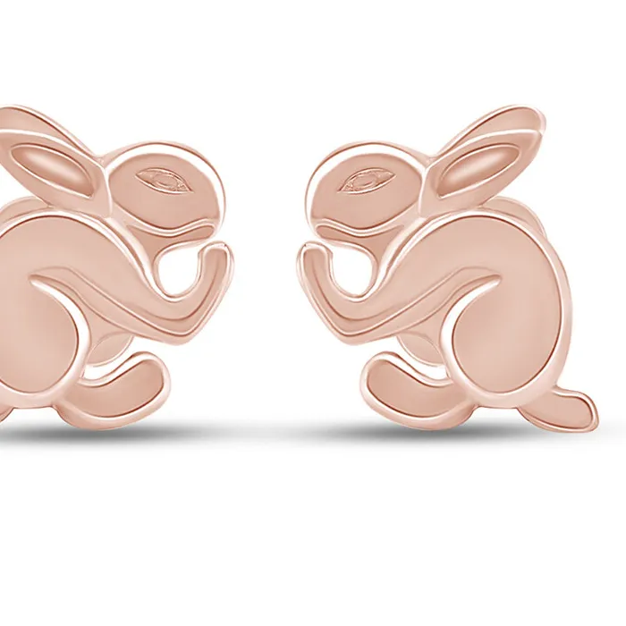 Authentic Moonlit Whispers of Protection - 14K Rose Gold Plated Rabbit Earrings