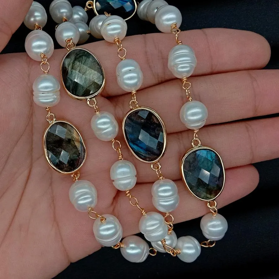 Authentic The Luminescent Aurora Rosary: Labradorite and Freshwater Pearl Talisman