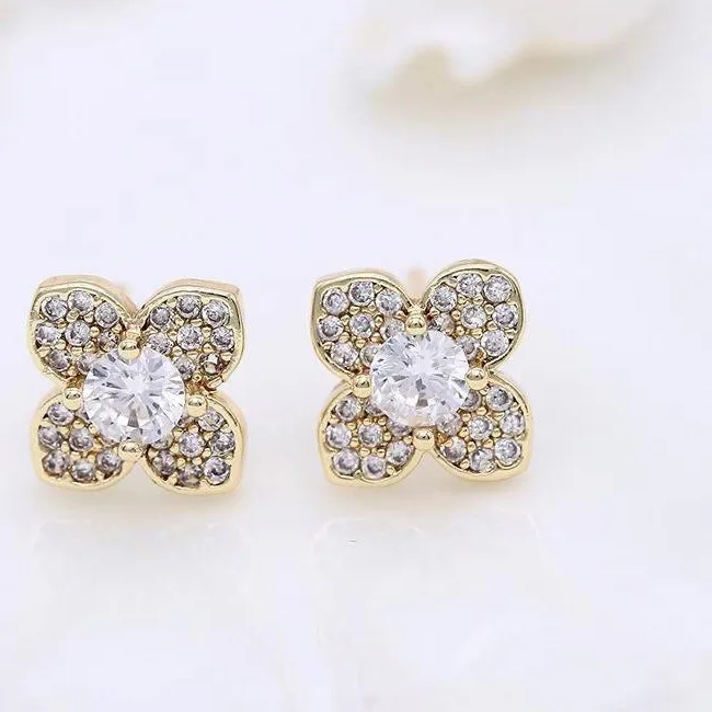 Authentic Embracing Abundance with 18K Gold Plated Clover Earrings