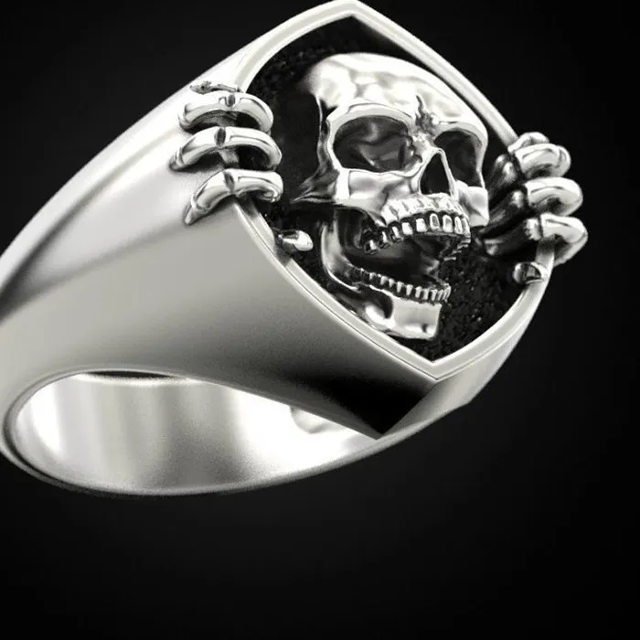 Authentic Men's Viking Wolf Ring Norse Fenrir White Gold Plated Band Punk Jewelry Sz 7-12