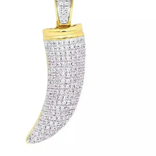 Authentic 1.5" Wolf Fang Men's Pendant 14K Yellow Gold Plated 2.00 Ct D/VVS1 Moissanite
