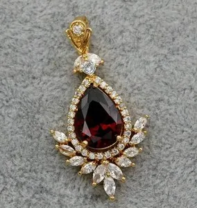 Authentic Crimson Flame Pear-Cut Garnet and Gold-Plated Silver Talisman