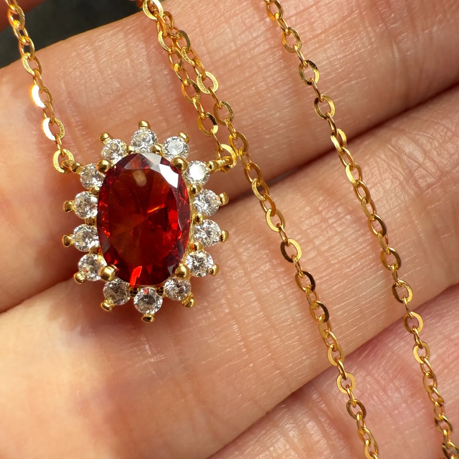 Authentic Crimson Heart's Embrace 14K Gold Plated Garnet Talisman