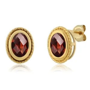 Authentic Earrings Of Enchanted Fire Red Garnet Studs With Sacred Geometry