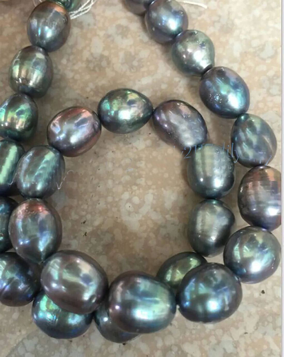 10- 11Mm Authentic Tahitian Peacock Black Baroque Pearl Necklace 16In 18In 20In 22In 24In 26In 28In 30In 32In 14K Gold Buckle