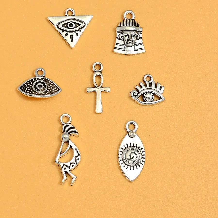 Authentic 40 Mini Sacred Egyptian Charms – Eyes of Horus & Ankh for Divine DIY Creations