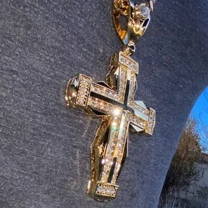 Authentic The Sovereign Cross: 18K Gold-Plated Flared Double Cross with Cuban Chain