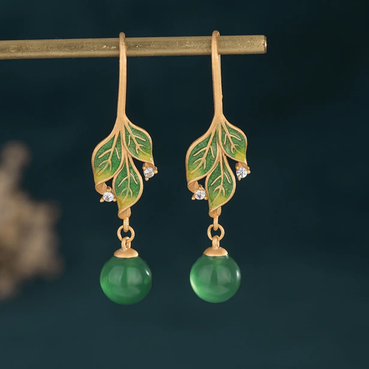 Authentic Amidst Emerald Vines: Empowering Jade Leaf Earrings