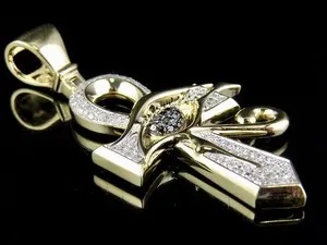 Authentic Golden Eye of Horus Cross Pendant – 1.30 ct Simulated Diamond