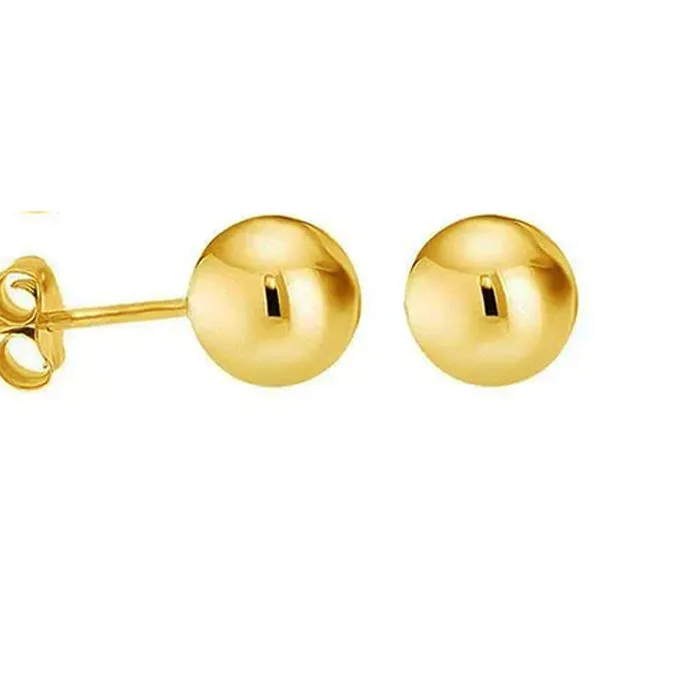 Authentic Classic 14K Gold Plated or White Gold Plated Ball Stud Earrings Sterling Silver