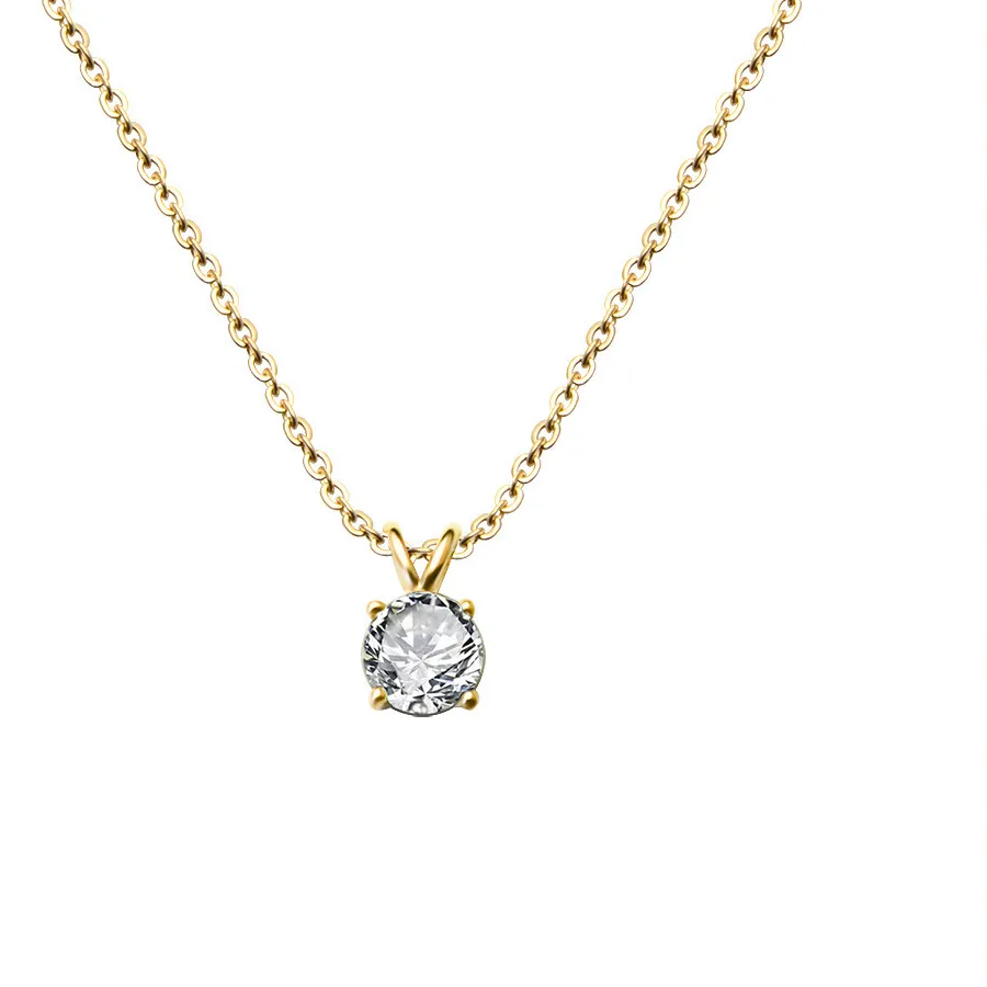 Authentic Woman Classic 18K Gold Plated CZ Pendant Necklace 15.7-17.7''
