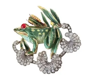 Authentic Golden Frog Amulet with Radiant Lily‑Pad Jewels