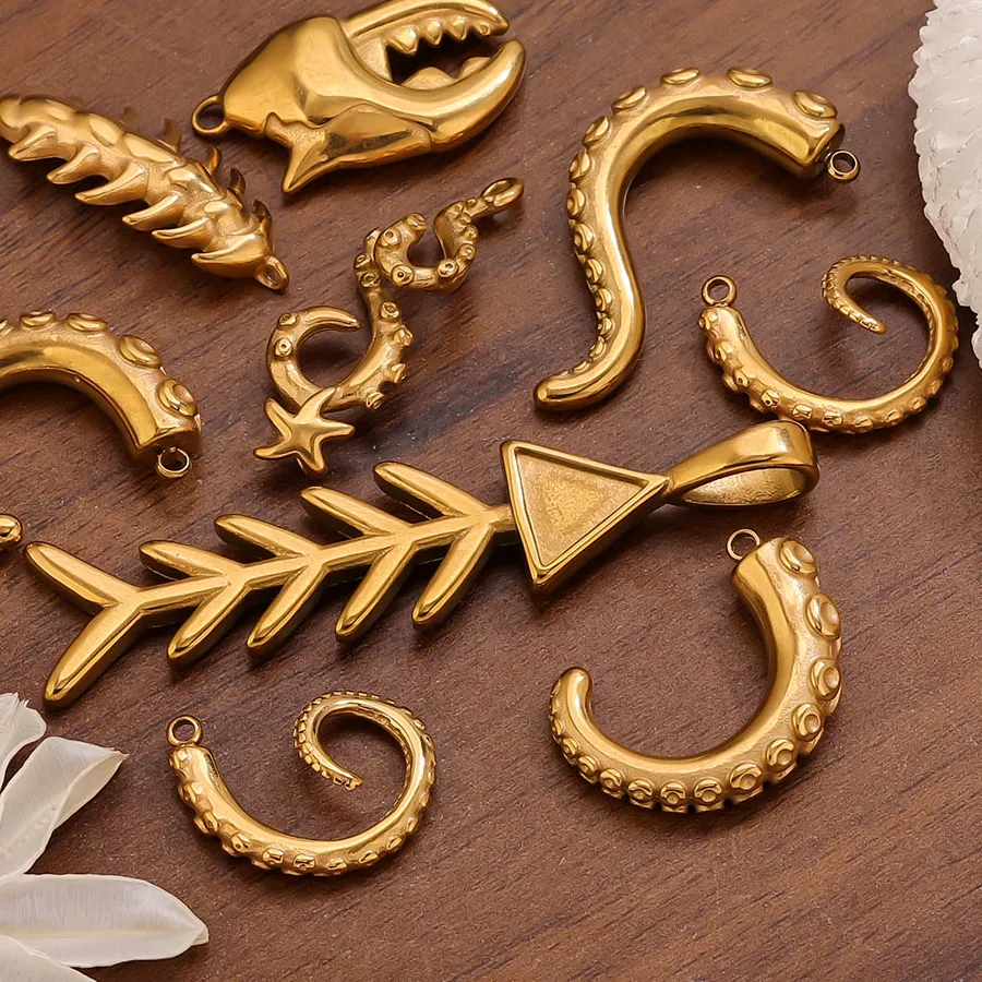 Authentic Enchanted Oceanic Guardians: Gold‑Plated Marine Charm Set for Spiritual Earring Artistry