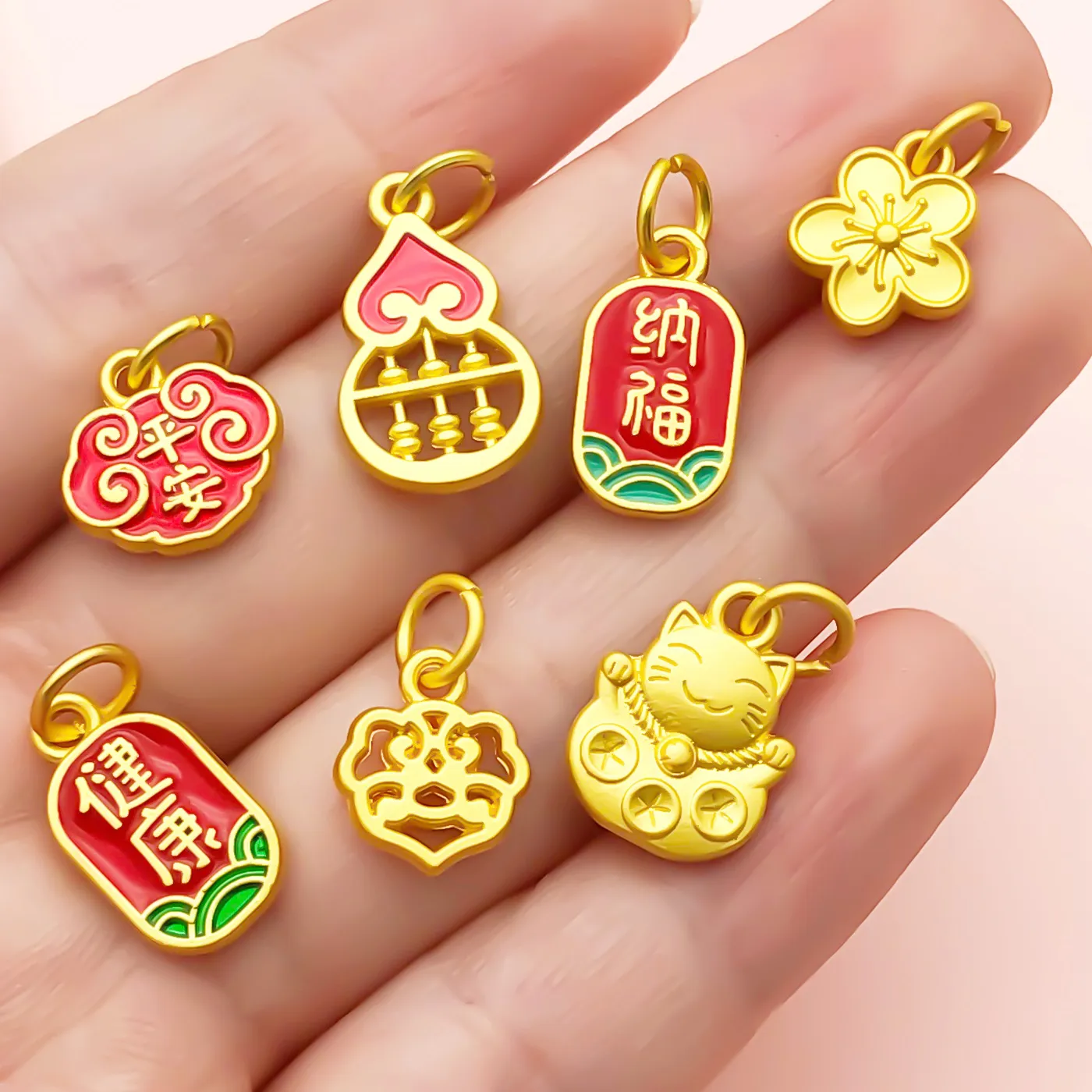 Authentic Gilded Vessels of Fortune: Antique Sand-Gold Prosperity Charms