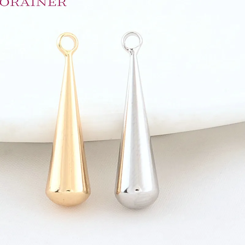 Authentic 10PCS 6*23MM 18K Gold Color Brass Drop Charms Pendants Jewelry Making Supplies Diy Necklaces Bracelet Findings Accessories