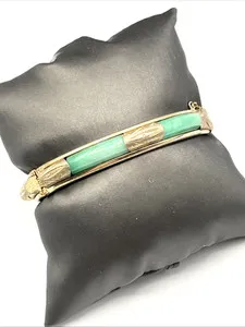 Authentic Celestial Jade Bangle: Gold-Plated Glass Enchantment