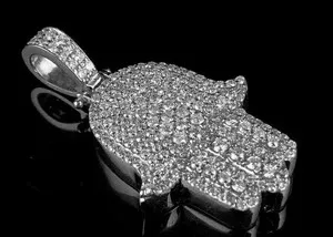 Authentic The Celestial Hamsa: 14K White Gold Plated Diamond Pendant Charm
