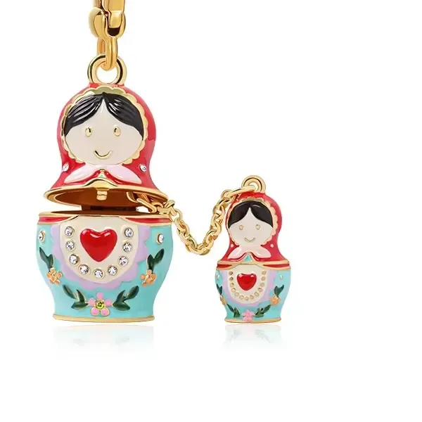 Authentic JuicyGrape Russian Matryoshka Doll Charm Necklace Keychain Sweater Chain 2026 Year Christmas Ornaments Santa Claus Xmas Kids