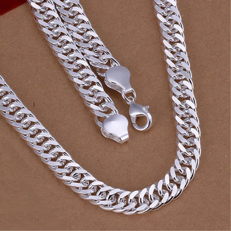 Authentic Fine 925 Sterling Silver 10MM Chain Necklace For Man Women Solid Wedding Noble Fashion Jewelry Charms Gifts Luxury