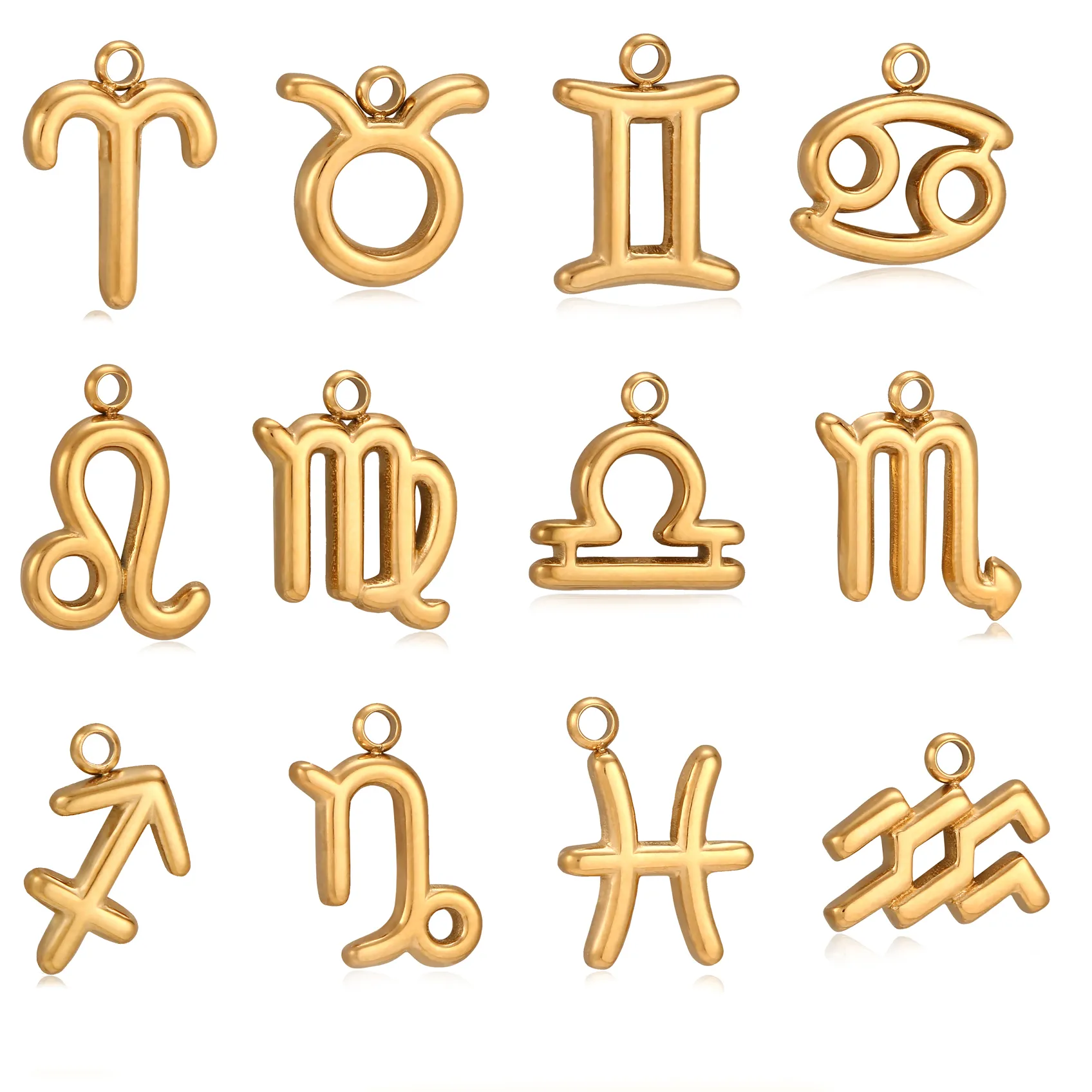 Authentic 3Pcs Zodiac Charms 18K Gold-Plated Twelve Constellation Horoscope Pendants DIY Necklace Bracelet Jewelry Making