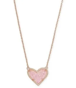 Authentic Rose‑Gold Enchanted Heart of Pink Drusy Quartz