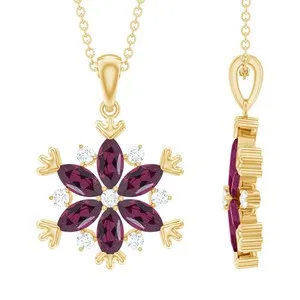 Authentic Rhodolite Bloom: Gold‑Plated Silver Necklace of Passion & Protection