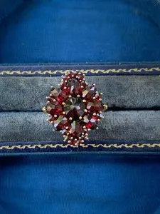 Authentic Eternal Garnet Embrace – Bohemian Victorian Gold‑Plated Vermeil Ring
