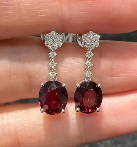 Authentic Crimson Starfall: Lab‑Created Garnet Drops in 14K White Gold