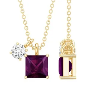 Authentic The Crimson Flame: Princess Cut Rhodolite Garnet and Moissanite Talisman