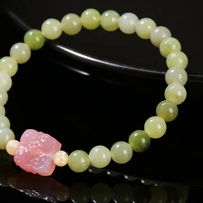 Authentic Natural Jade Flower Bead Bracelet Agate Gemstone Exquisite Sexy Young Girls Real Jewelry Selling Holiday