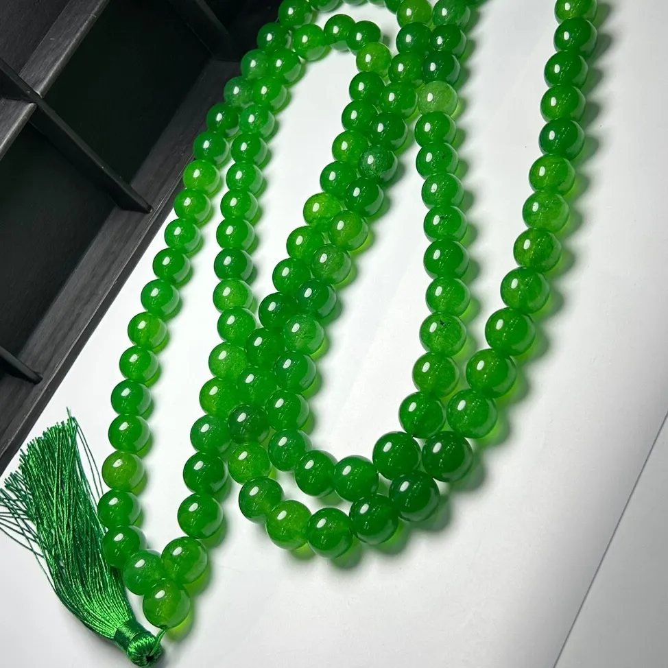 Authentic Emerald Serenity 108 Beads Of Verdant Jadeite