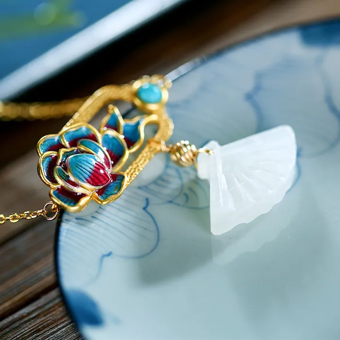 Authentic The Lotus of Eternal Serenity: A Sacred Jade Fan Talisman