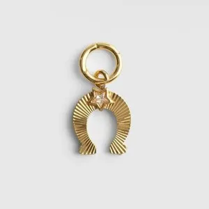 Authentic Aura of the Crescent: Antique Gold-Plated Lucky Horseshoe Talisman