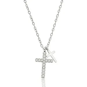 Authentic Fiklon Twin Cross Necklace – Dainty Gold‑Plated Titanium Crosses of Harmony