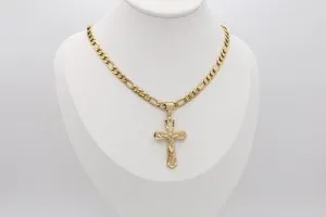 Authentic The Golden Radiance Crucifix & Figaro Chain