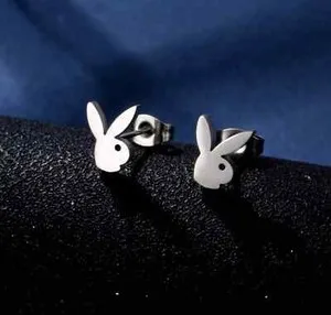 Authentic Enchanted White‑Gold Bunny Stud – Tiny Sterling Silver Amulet