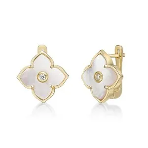 Authentic Celestial Blossom Mother of Pearl Gold-Plated Stud Earrings