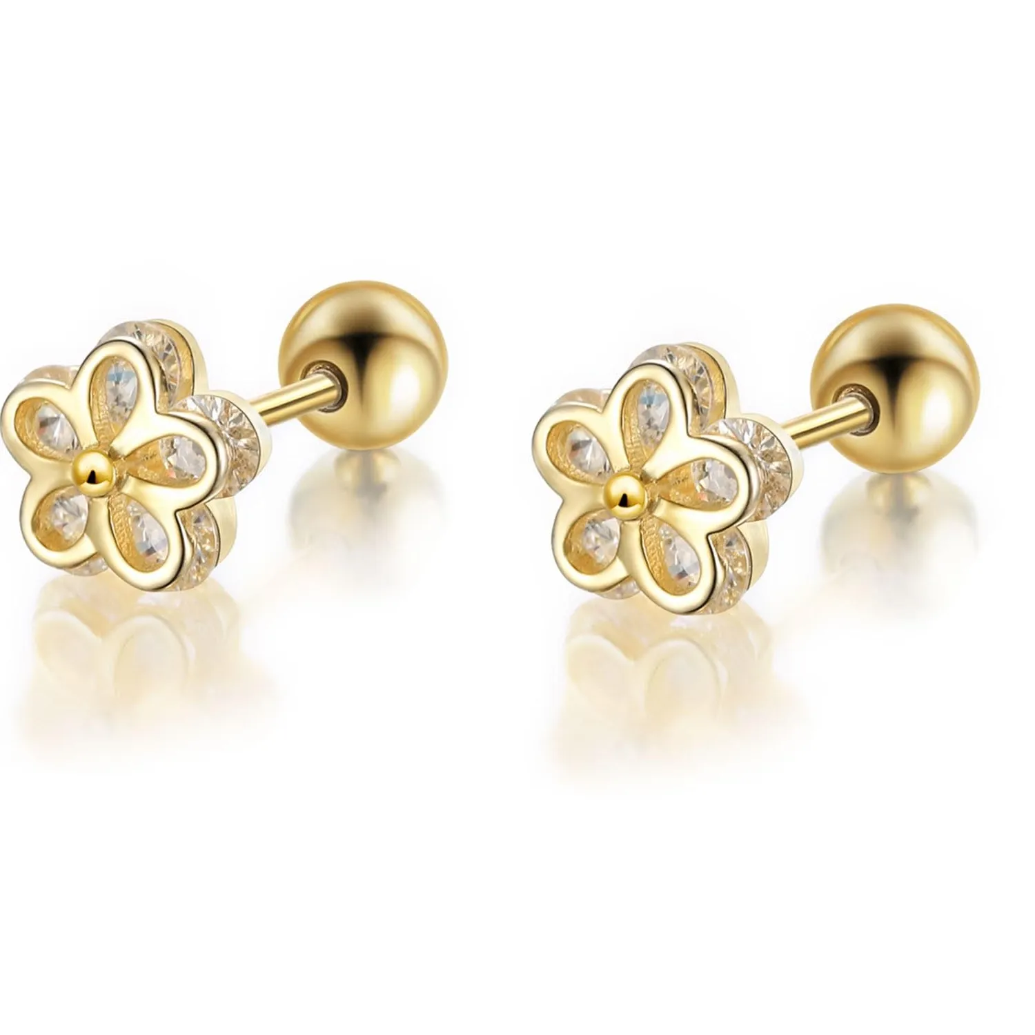 Authentic Celestial Blossom Studs - 18K Gold Plated Sterling Silver & Cubic Zirconia Talismanic Earrings