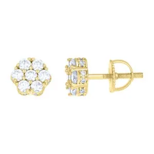 Authentic 925 Sterling Silver Moissanite Women's 8mm 3D Flower Set Stud Earrings 1.11 Ct.