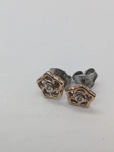 Authentic Ti Sento Milano Gold Plated Sterling Silver 925 Vermeil Flower Stud Earrings